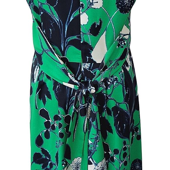 Coldwater Creek Kelly Green Floral V-neck Sleeveless Tie Maxi Dress Size 8 - Picture 5 of 10